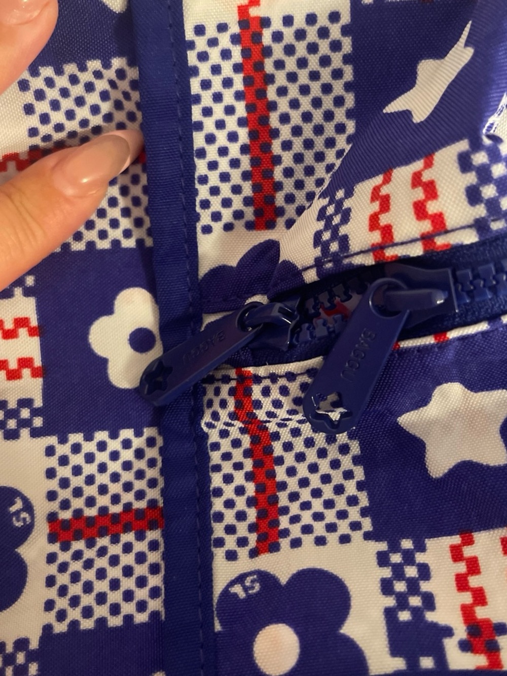 BRAND NEW Authentic Sandy Liang x Baggu Large Nylon Market Plaid Blue bag Tote - Picture 4 of 4